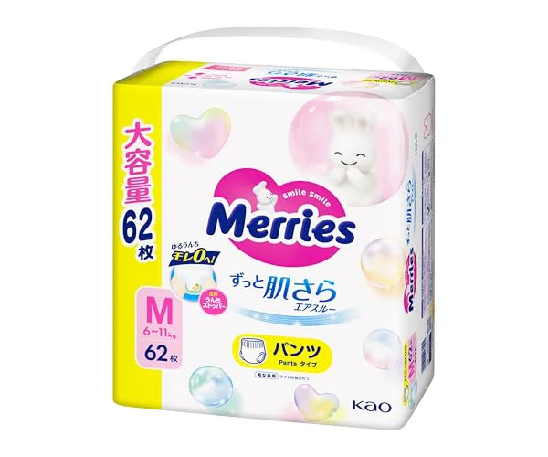 メリーズ 【パンツ Mサイズ】ずっと肌さらエアスルー (6~11kg)62枚 【Amazon.co.jp限定】