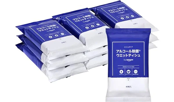 by Amazon アルコール 除菌 ウェットティッシュ 400枚(40枚×10パック) 無香料 除菌 保湿成分アロエエキス配合