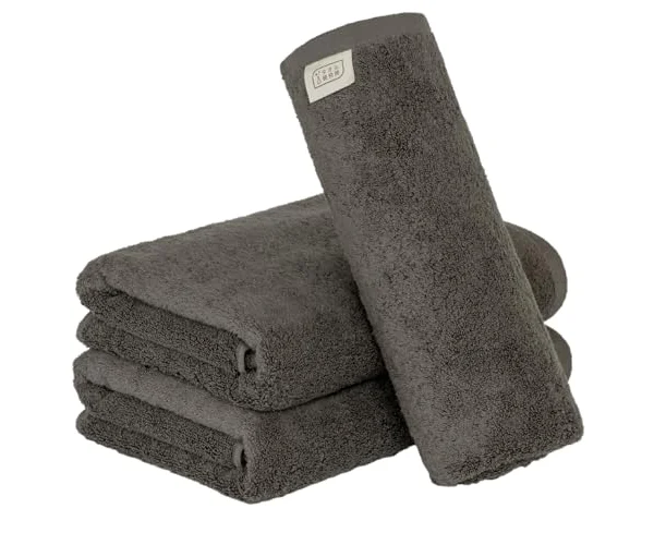 【Amazon.co.jp限定】タオル研究所 [ボリュームリッチ] #003 バスタオル チャコールグレー 3枚セット ホテル仕様 厚手 ふかふか ボリューム …
