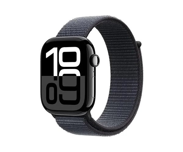 Apple Watch Series 10(GPSモデル)- 46mmジェットブラックアルミニウムケースとインクスポーツループ - 先進的なディスプレイ、睡眠時…
