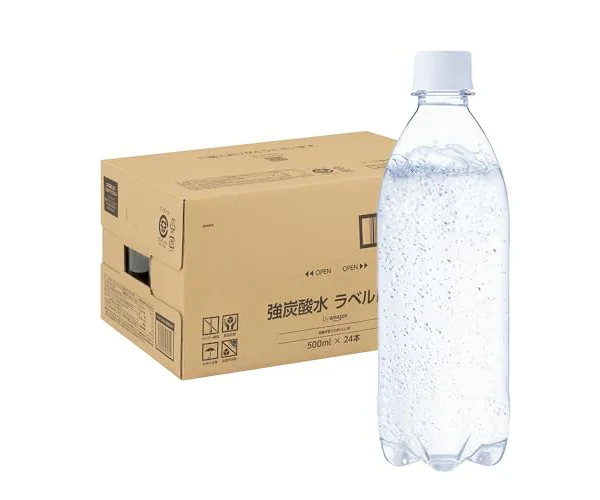by Amazon 炭酸水 ラベルレス 500ml ×24本 強炭酸水 ペットボトル 500ミリリットル (Smart Basic)
