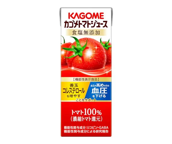 カゴメ トマトジュース 食塩無添加 200ml紙パック×24本(機能性表示食品 リコピン GABA 血圧 善玉コレステロール)