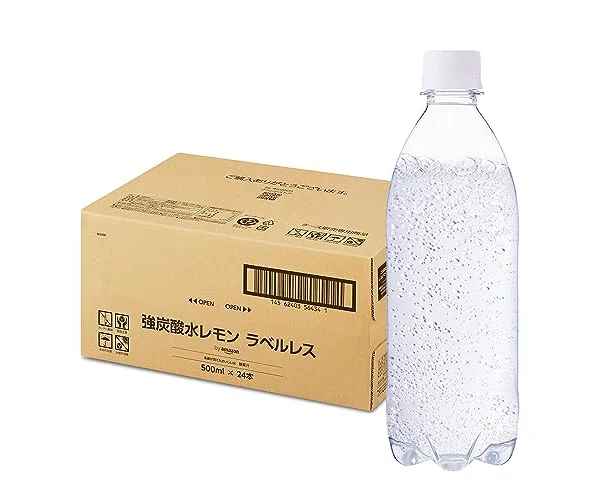 by Amazon 炭酸水 レモン ラベルレス 500ml ×24本 強炭酸水 バナジウム含有 ペットボトル 500ミリリットル (Smart Basic)
