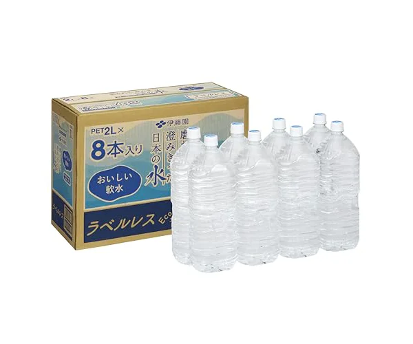 【Amazon.co.jp限定】伊藤園 ラベルレス 磨かれて、澄みきった日本の水 2L×8本