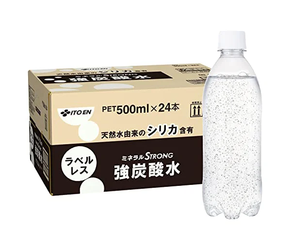 【Amazon.co.jp限定】 ミネラルストロング 伊藤園 ラベルレス 強炭酸水 500ml×24本 シリカ含有