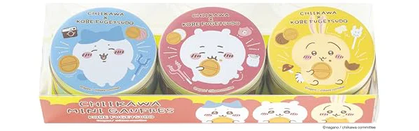 【正規品】 神戸 風月堂 ちいかわ ミニ ゴーフル お菓子 缶入り 【ちいかわ ハチワレ うさぎ 3缶 セット】)各 6枚入り (バニラ ストロベリー風味 チョ…