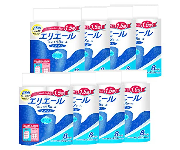 エリエール トイレットペーパー 1.5倍巻き 82.5m×64ロール(8ロール×8パック) シングル パルプ100% リラックス感のある香り【ケース品】