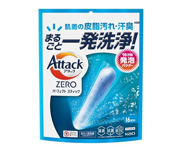 アタックＺＥＲＯ パーフェクトスティック 洗濯洗剤 肌着の皮脂汚れ・汗臭、まるごと一発洗浄！ スプラッシュグリーンの香り １６本入り