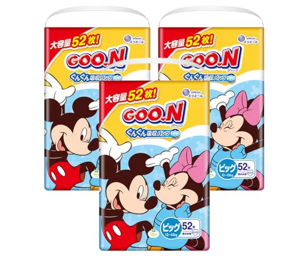 【パンツ BIGサイズ】グーン ぐんぐん吸収パンツ おむつ (12~22kg) 156枚(52枚×3) [ケース販売] 【Amazon.co.jp限定】 <ディ…