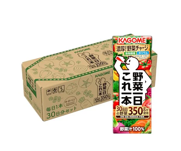 カゴメ 野菜一日これ一本 200ml紙パック×30本(毎日1本30日分 食物繊維 カリウム ビタミンA リコピン カルシウム)【Amazon.co.jp限定】