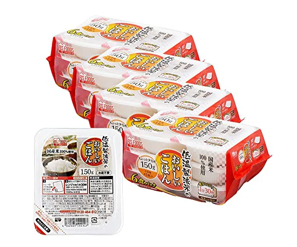 アイリスオーヤマ(IRIS OHYAMA) パックご飯 150g 国産米 100% 低温製法米 非常食 米 レトルト 150グラム (x 24)【約1分30秒で…