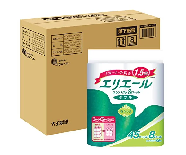 エリエール トイレットペーパー 1.5倍巻き 45m×32ロール(8ロール×4パック) ダブル パルプ100% リラックス感のある香り 【EC限定 正規段ケース…
