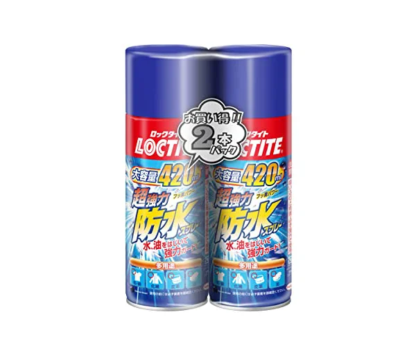 LOCTITE(ロックタイト) 超強力防水スプレー 多用途 2本パック 420ml×2 - 水、油をはじいて強力ガード、衣類・布・革製品用防水スプレー
