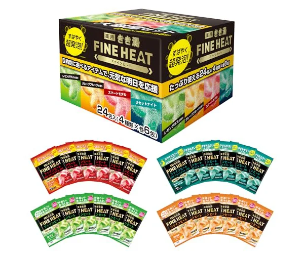 きき湯 【医薬部外品】ファインヒート 炭酸 大容量 4種の香り アソート 個包装 入浴剤 セット 50g×24包【Amazon.co.jp限定】