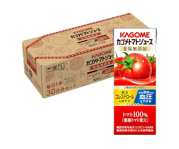 カゴメ トマトジュース 食塩無添加 200ml紙パック×30本(毎日1本30日分 機能性表示食品 リコピン GABA 血圧 善玉コレステロール)【Amazon.…