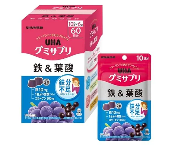 UHA味覚糖 グミサプリ 鉄&葉酸 60日分(10日分×6袋) 【EC限定】