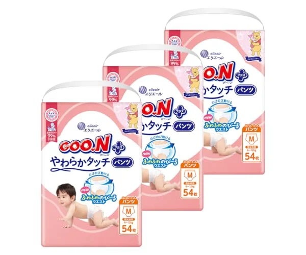 【パンツ Mサイズ】 グーンプラス やわらかタッチ おむつ (6~12kg) 162枚(54枚×3) [ケース販売] ≪ディズニーデザイン≫ 【Amazon.c…