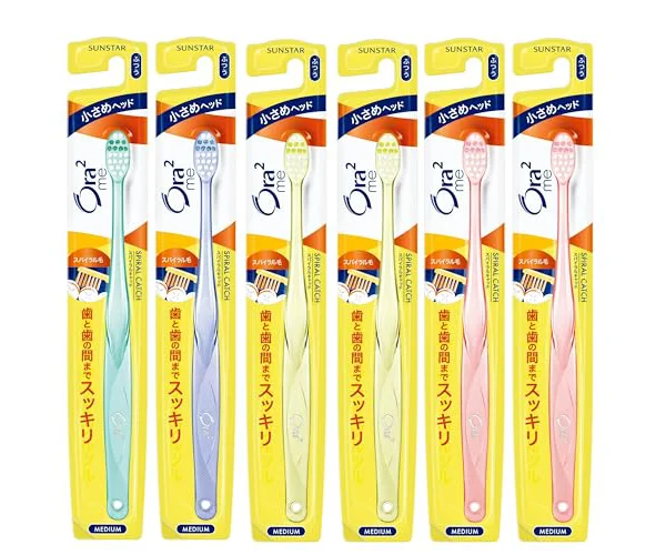 Ora2(オーラツー) ミー 歯ブラシ スパイラルキャッチ [コンパクトヘッド ふつう] 6本パック まとめ買い ※色は選べません