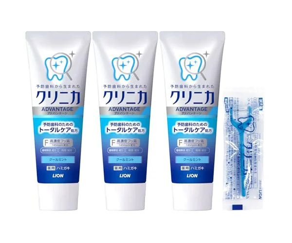 【Amazon.co.jp限定】クリニカ アドバンテージ [医薬部外品] ハミガキ クールミント 130g×3個+フロス付き 歯磨き粉 高濃度フッ素 (1450…