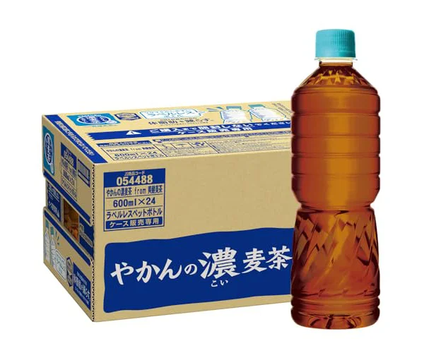 [機能性表示食品]コカ・コーラ やかんの濃麦茶 from 爽健美茶 ラベルレス 600ml PET ×24本 [ノンカフェイン]