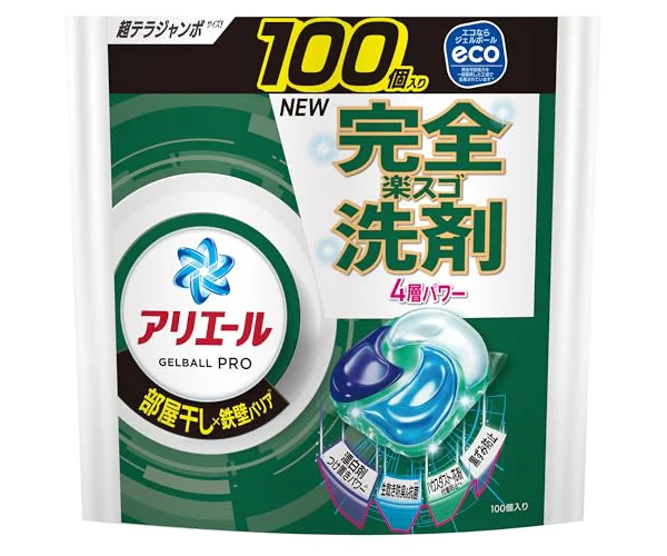アリエール 洗濯洗剤 ジェルボール プロ 部屋干し×鉄壁バリア 部屋干しでもさわやかな香り 詰め替え 100個 [大容量]