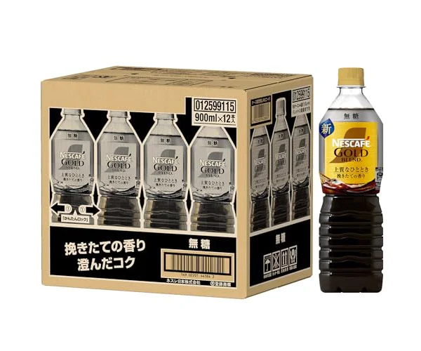 ネスカフェ ゴールドブレンド 上質なひととき ボトルコーヒー 無糖 900ml×12本,アイスコーヒー,ペットボトル
