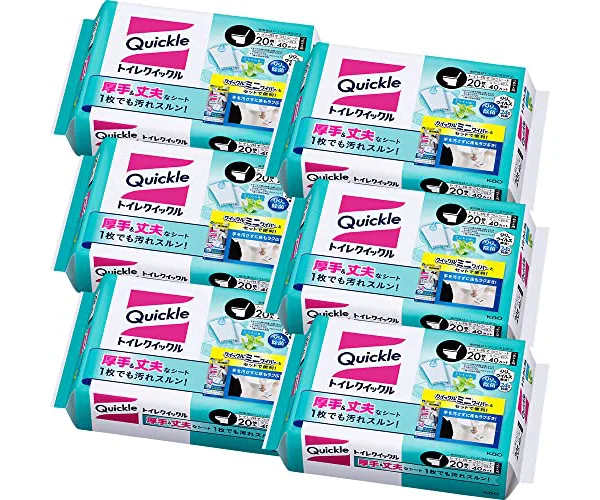クイックル 【まとめ買い】 トイレ つめかえ用 大容量 ミント 20枚入 × 6個 99%除菌 24時間抗菌