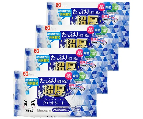 レック 水の激落ち 超厚 ウェットシート 20枚入 (4個パック) フローリングシート/アルカリ電解水使用 / S00996