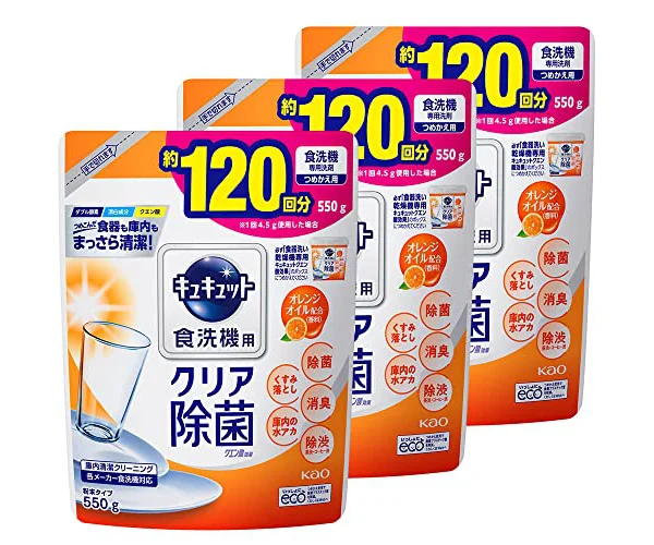 キュキュット 【まとめ買い】 食器用洗剤 食洗機用 クエン酸オレンジオイル 詰め替え 550g × 3個