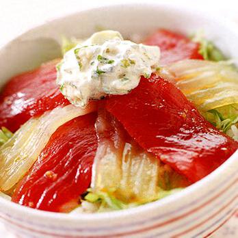 まぐろとこんにゃくの漬け丼 の太らない献立 プロのレシピならレタスクラブ