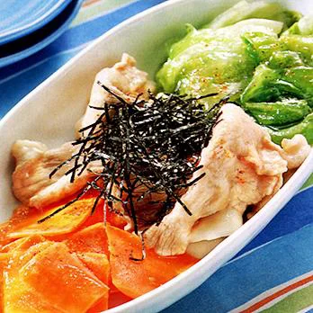 「つるりん豚肉と野菜のポン酢かけ」の太らない献立