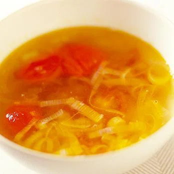 ミニトマトとねぎのスープ