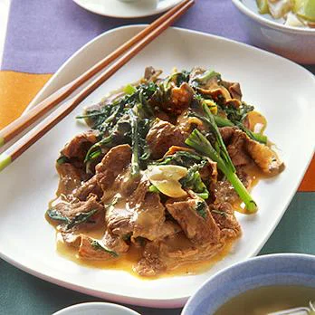 「牛肉と春菊のオイスターソース炒め」の太らない献立