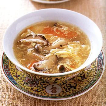 きのことにんじんの中華風かき玉スープ