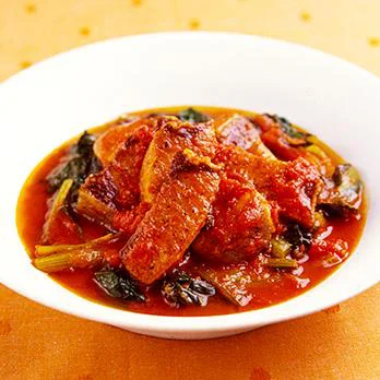 「ぶりと小松菜のトマト煮」の太らない献立