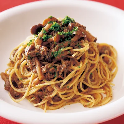マッシュルームのラグーソーススパゲッティ