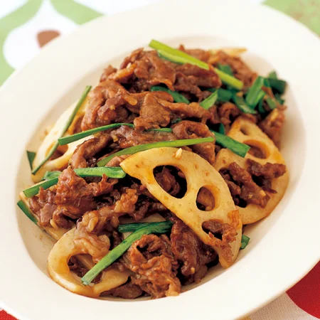 牛こまとれんこんの中華炒め