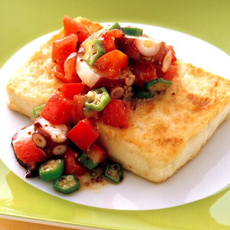 たこトマトだれの豆腐ステーキ By村田裕子さんの料理レシピ プロのレシピならレタスクラブ たこトマトだれの豆腐ステーキ By村田裕子さんの料理レシピ プロのレシピならレタスクラブ