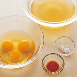 卵3個にだし汁2カップ。これでふるふるなめらかに