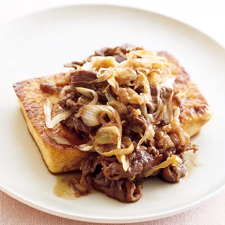 豆腐ステーキのすき焼き風