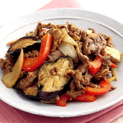 牛肉となすのカレー風味炒め