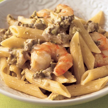 ふきのとうとえびのクリームパスタ