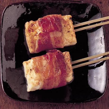 豆腐のベーコン巻き串焼き