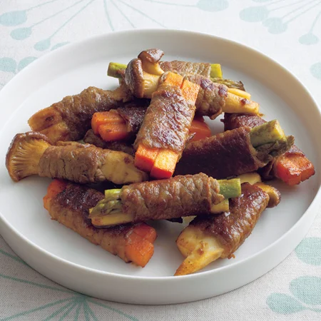 野菜の牛肉巻きカレーじょうゆ味