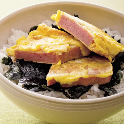 ランチョンミートのピカタ丼