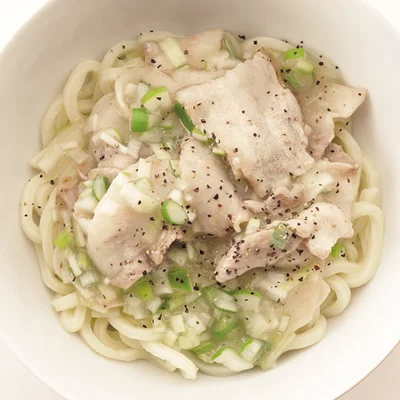 ねぎ塩豚カルビうどん