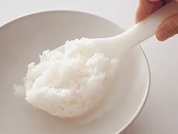 ご飯の量は１人分１００g。もやしがたっぷりのナムルなど、トッピングと混ぜ合わせて食べるので、ご飯の少なさが気にならない。