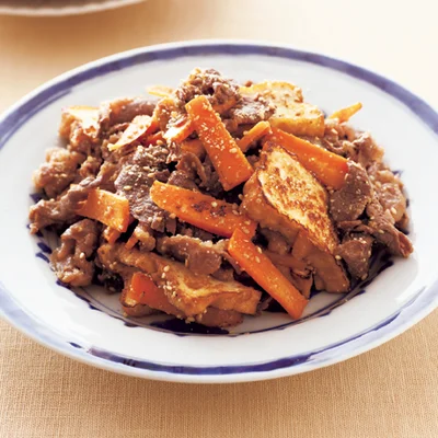 牛肉と厚揚げのごまみそ炒め