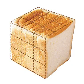食パンまるごと1斤の耳2面分でスクエアタイプに!