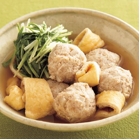 とりだんごと水菜の煮びたし
